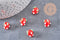 Perle fraise fruit rouge verre tchèque artisanal 25mm, x5 (G3257)