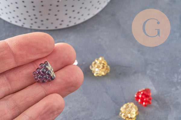 Perle framboise verre tchèque coloré 12.5mm, x1 (G11026)