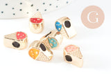 Perle glace plastique doré multicolore pastel,perle acrylique,création bijoux plastique coloré, 14.5mm, x10 G4529
