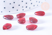 Perle goutte facetté rouge cristal 12x8mm,perle doré cristal, x2 (G6877)