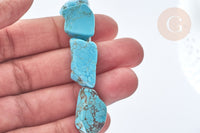 Perle goutte nuggets rondelle Howlite teintée turquoise foncé naturelle 5-30mm, x1 fil de 40cm (G8193)