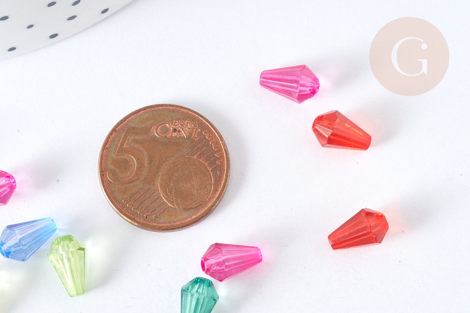 Perle goutte plastique transparente mixte couleur 12mm, perle,création bijoux plastique coloré, x 20 G7271
