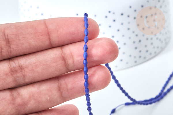 Perle grain de riz howlite naturelle teintée bleu roi, bijou en pierre naturelle, howlite naturelle, perle en pierre, fil de 50cm (G7260)