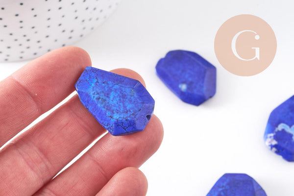 Perle hexagonale howlite bleue, howlite naturelle, perle bleue, x5 (G5491)