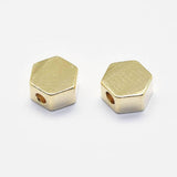 Perle hexagone laiton doré 18k,perle hexagone, sans nickel,creation bijoux, perle géométrique,5mm, x10 G0865