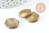 Perle hexagone nacre naturelle beige or, perle hexagonale, coquillage pour création bijoux,20mm, x20 G5861