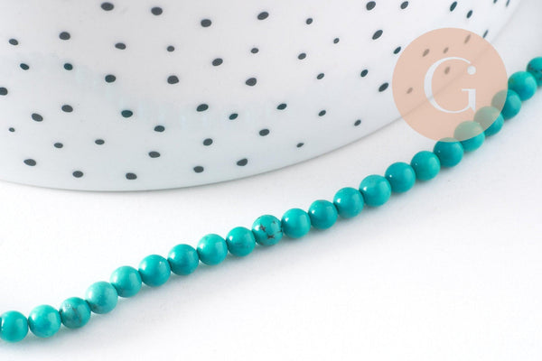Perle howlite turquoise Bijou pierre naturelle 4mm, x1 fil de 38cm (G5168)