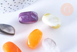 Perle imitation gemme plastique multicolore 21mm, x5 perles (G6406)