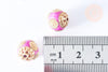 Perle indonesienne polymère rose fuchsia strass et zamac doré 12mm, ethnique exotique, x1 (G6571)