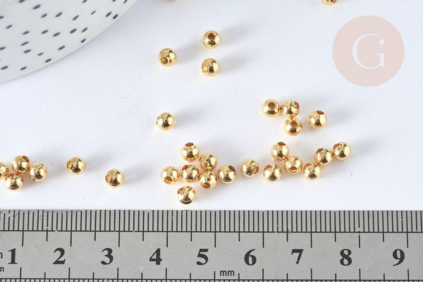 Perle intercalaire ronde acier inoxydable 304 doré 4mm, x50 (G7319)
