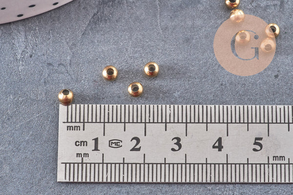 Perle intercalaire ronde acier inoxydable 304 doré IP 4mm, x10 (G10916)