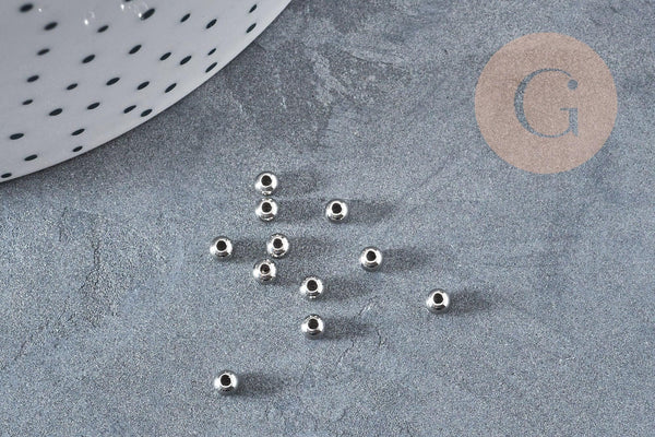 Perle intercalaire ronde acier inoxydable 304 platine 3mm, x100 (G8849)