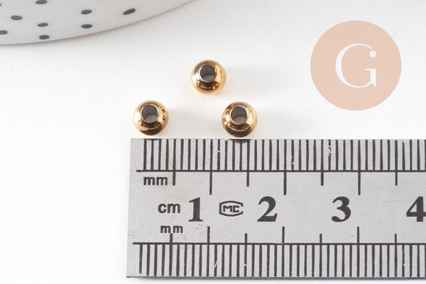 Perle intercalaire ronde acier inoxydable IP 304 doré 4mm, x10 (G10906)