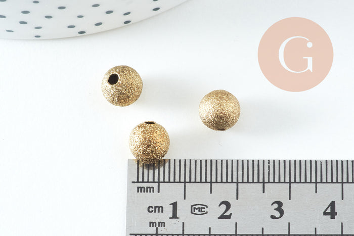 Perle intercalaire ronde laiton brut sablée 8mm, x10 (G10728)