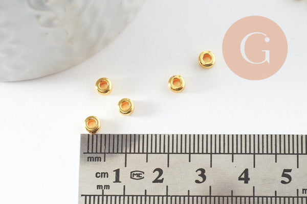 Perle intercalaire rondelles laiton doré 4mm,perle disque dorée pour création bijoux, x20 G9541