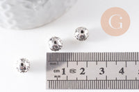 Perle intercalaire zamac argent gravé 8mm, x10 (G1681)