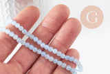 Perle jade bleu tendre,pierre jade naturel,perle facette,jade,4mm,fil de 38 cm , x1 (G2782)