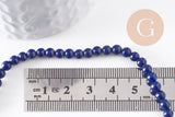 Perle jade naturel teinté bleu foncé 4mm, x1 fil de 40 cm (G4100)