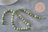 Perle jade vert olive ronde naturelle 8mm, x1 fil de 38cm (G11341)-Perles-Gingerlily Perles