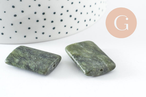 Perle jade vert oliver rectangle, fourniture créative, perles gémétrique,jade vert,pierre naturelle, perles pierre,35mm, x2 G0568