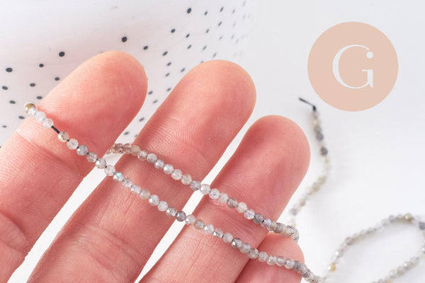 Perle labradorite ronde facette,bijou pierre naturelle,labradorite naturelel,pierre naturelle,perles pierre,2mm, fil de 200, x1 (G3100)