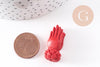 Perle main de Bouddha résine rouge 26.5mm,perle imitation corail en résine,x2 (G5790)