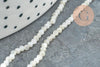 Perle nacre blanche naturelle ronde facettée 2mm, x1 fil de 40cm (G5623)