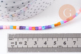 Perle nacre naturelle heishi multicolore 4x2.5mm, x1 fil de 38.9cm (G7886)