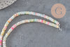 Cuenta de nácar heishi natural multicolor pastel 2x4 mm, X1 tira de 95 cuentas (G4478)
