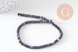 Perle nacre noire naturelle heishi, tube coquillage ivoire, 2x4mm, fil de 95 perles, x1 (G5417)