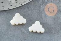 Perle nuage nacre blanche naturelle 15mm, x1 (G1973)