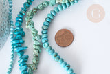 Perle nuggets rondelle Howlite teintée turquoise foncé naturelle 5-30mm,fil de 40cm x1 (G8194)