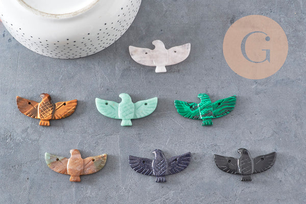 Perle oiseau aigle pierre naturelle 40mm, x1 (G10332)