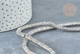 Perle ondulée hématite synthétique non aimantée argentée 6~6.5mm, x1 fil de 40cm (G8324)