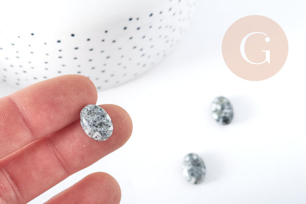 Perle ovale Yooperlite sodalite gris naturelle 19x9mm, x5 (G8279)