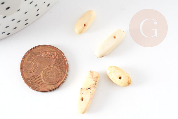 Perle ovale chips howlitejaune clair, pierre howlite naturelle, pierre,perle pierre,11-19mm, x20 perles, G4416