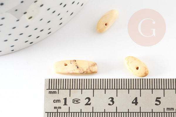 Perle ovale chips howlitejaune clair, pierre howlite naturelle, pierre,perle pierre,11-19mm, x20 perles, G4416