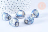 Perle ovale en porcelaine artisanale, des perles en céramique pour des bijoux originaux, 18-21mm, x5 (G5467)