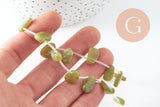 Perle ovale jade vert feuille,pierre précieuse,jade jaune naturel,perle pierre roulée 13mm, fil de 39 cm, X1 (G4162)