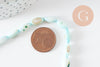 Perle ovale nacre naturel teintée turquoise 9.5mm,perles coquillage grain de riz, fil de 38cm, x1 (G9692)