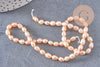 Perle ovale naturelle couleur pêche, perle de culture d'eau douce percée,4-5mm, fil de 36cm, x1 (G2557)