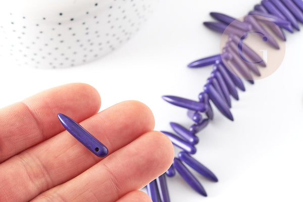 Perle pointe howlite violette, howlite naturelle, perle violette, perle pierre, x10 perles ou x1 fil de 80 (G1495)