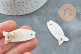Perle poisson nacre blanche naturelle 42mm, x2 (G1055)