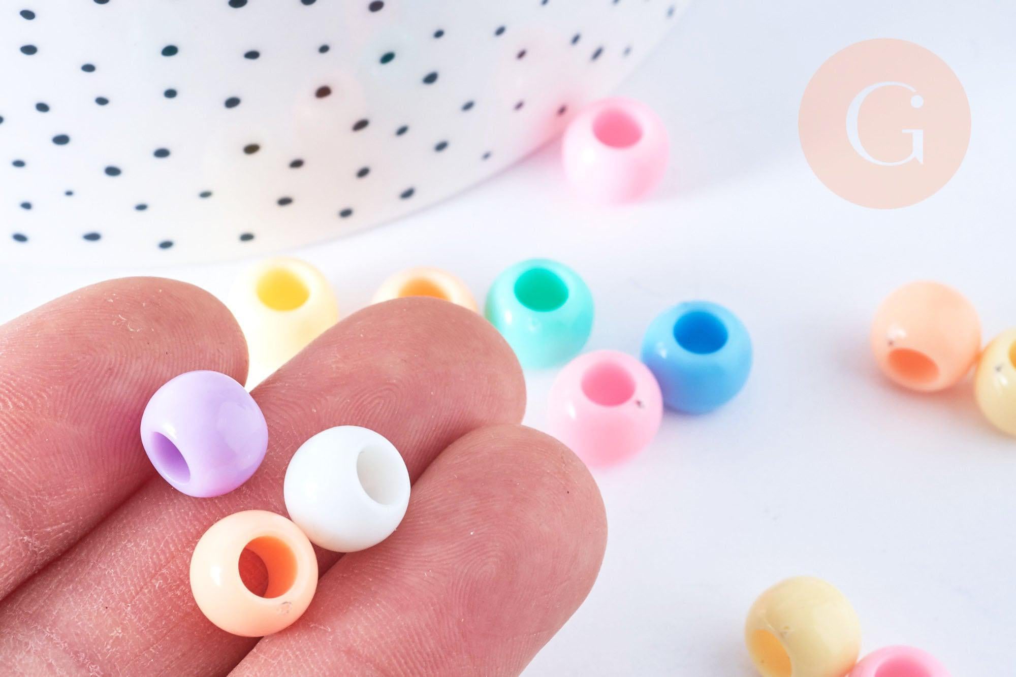 Perle pony rondelle en plastique multicolore 10mm, x 50 (G6397)