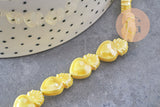 Perle porcelaine jaune coeur irisé 16mm, x20 (G3535)