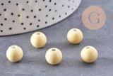 Perle porcelaine jaune pâle, perle ronde, création bijoux, 11m, x5 (G1370)
