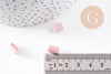 Perle porcelaine rose, perle céramique, porcelaine rose clair,perle tube,10mm, x5 (G2542)