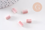 Perle porcelaine rose, perle céramique, porcelaine rose clair,perle tube,10mm, x5 (G2542)