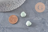 Perle porcelaine verte coeur, perle céramique géométrique pour fabrication bijoux en céramique verte,11.5mm x10 (G3785)