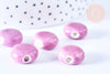 Perle porcelaine violet 15mm, perle striées,perle céramique, céramique violette, x5 (G3496)